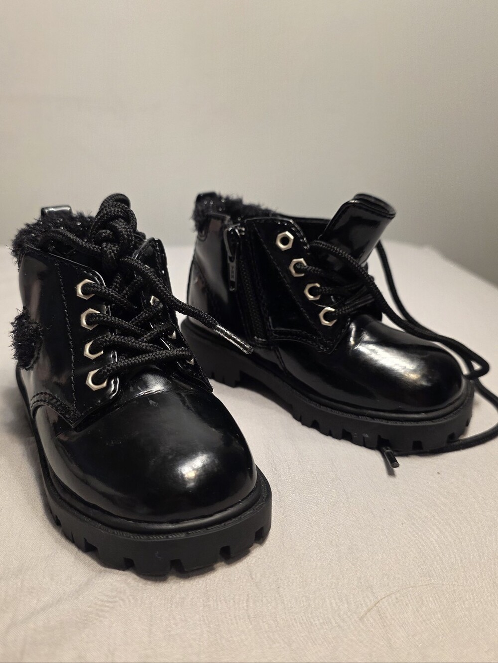 Faux Leather Fur Lined Boots Toddler Shoes